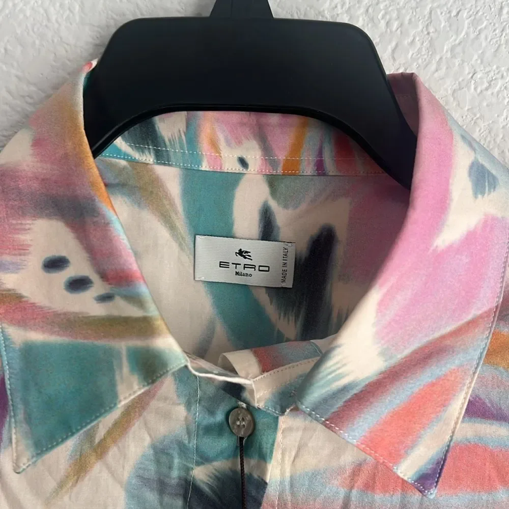 ETRO Milano Printed Button Front Shirt, NWT, Size 46 - Picture 10 of 15